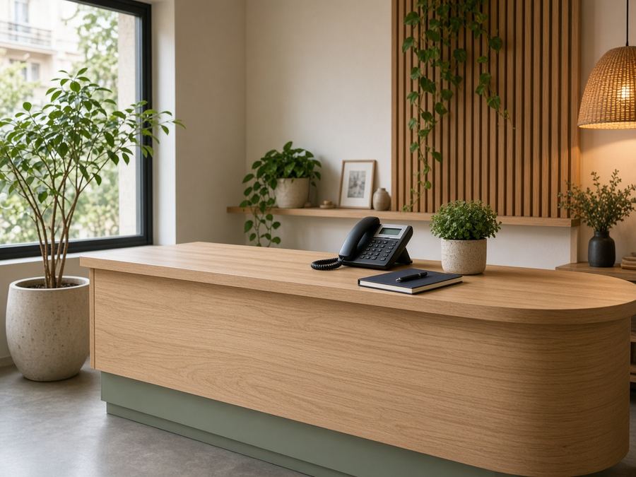 Contact desk at Jadehair Story Lab in Montevideo